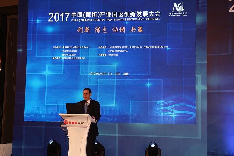 Chamber's National Chair of Construction Working Group Addresses at the 2017 China (Langfang) International Industrial Park Innovation Development Conference